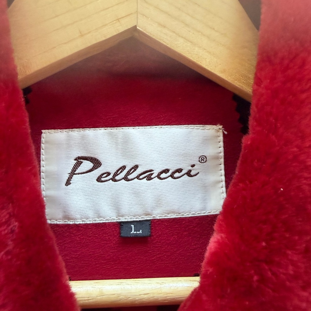 Vintage Pellacci Red Faux Suede Jacket with Fur Collar - Picture 4 of 4